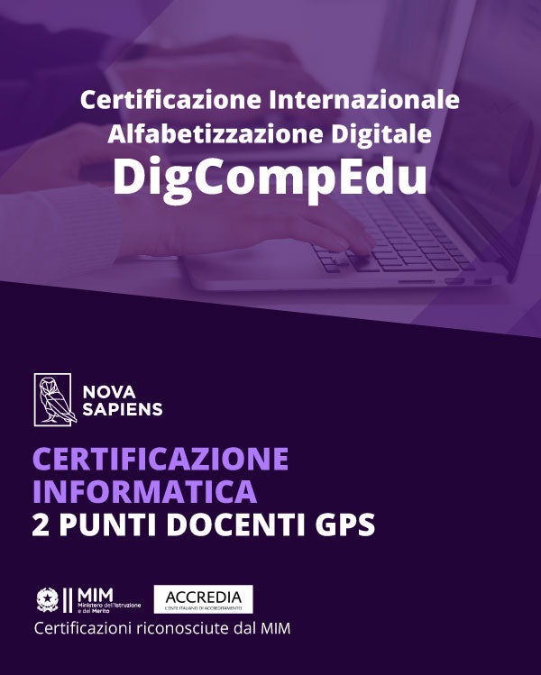 2 PUNTI GPS DigCompEdu - Esame Certificazione Informatica CIAD Accreditata Accredia ( *Senza bocciatura)